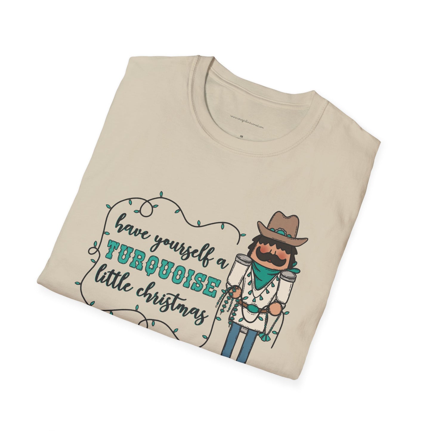 Unisex Softstyle T-Shirt Cowboy Nutcracker "Have a Turquoise Christmas"