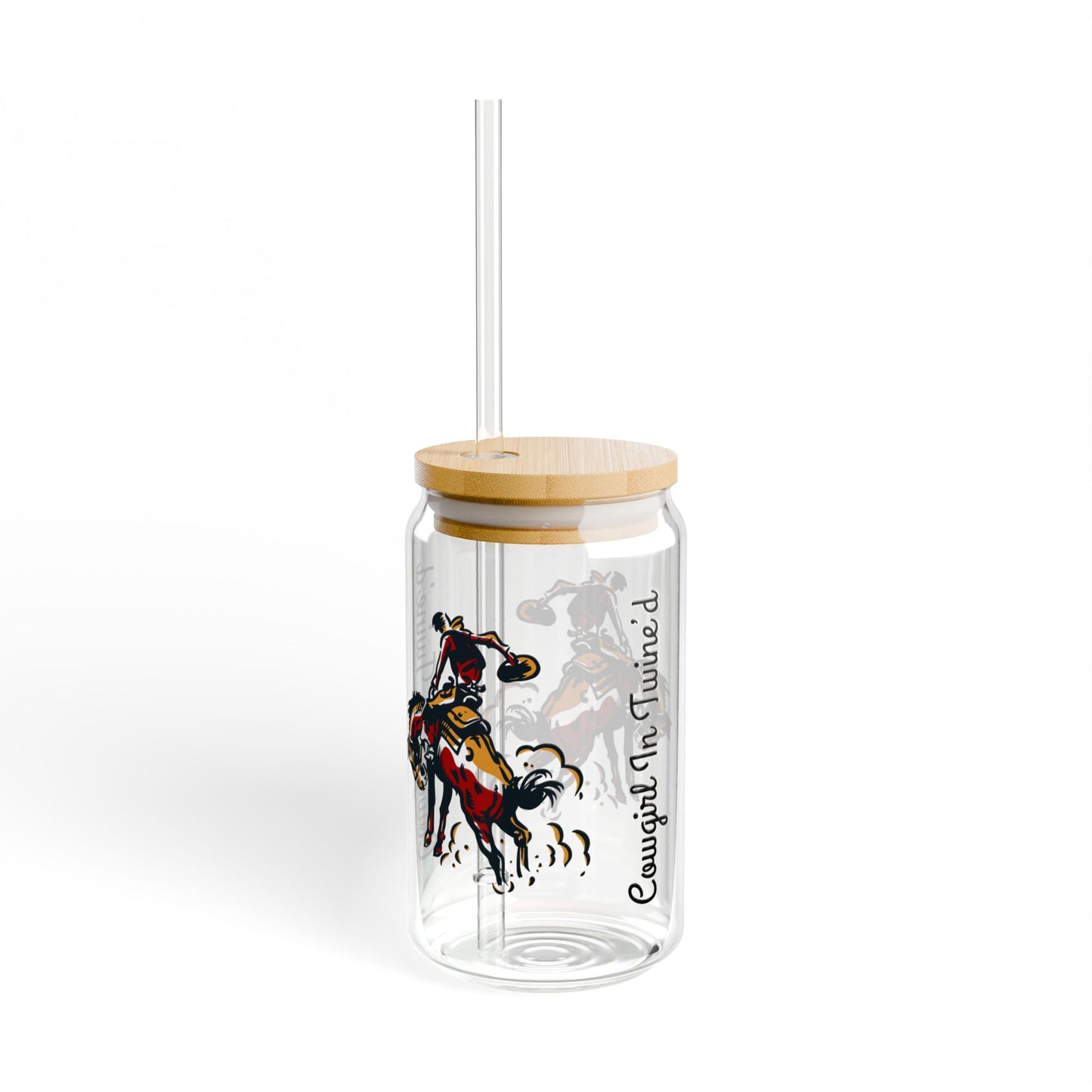 Cowboy Bronco Sipper Glass  16oz