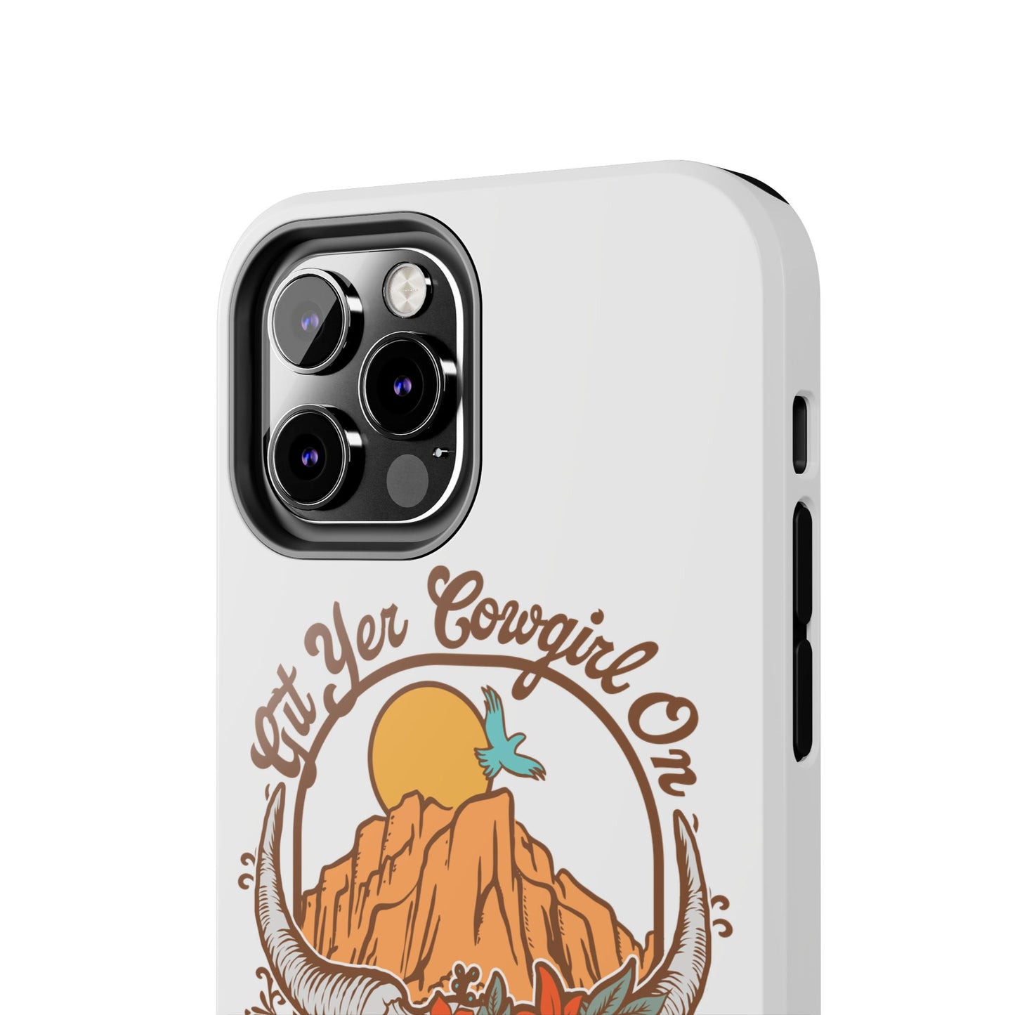 Phone Case - Cowgirl with Flowers and Cow Skull Design