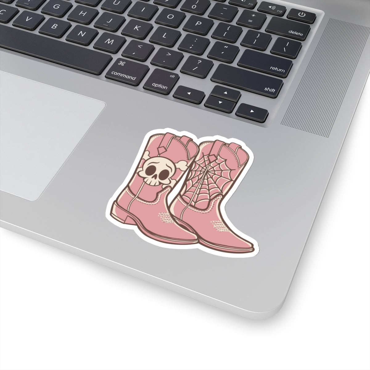 Sticker - Spooky Pink Cowgirl Boots with Skull and Spider Web for Halloween