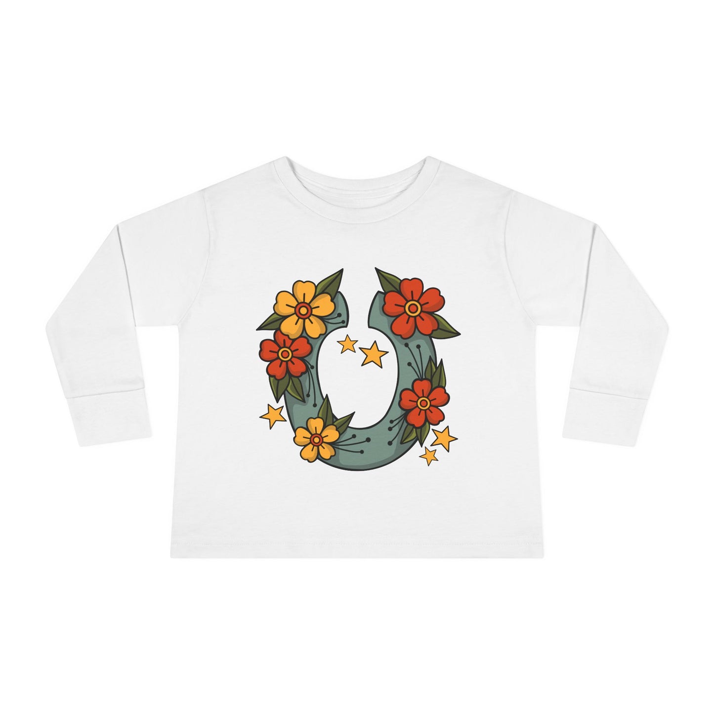 Toddler Tee - Floral Horse Shoe Flash Tattoo Style Design