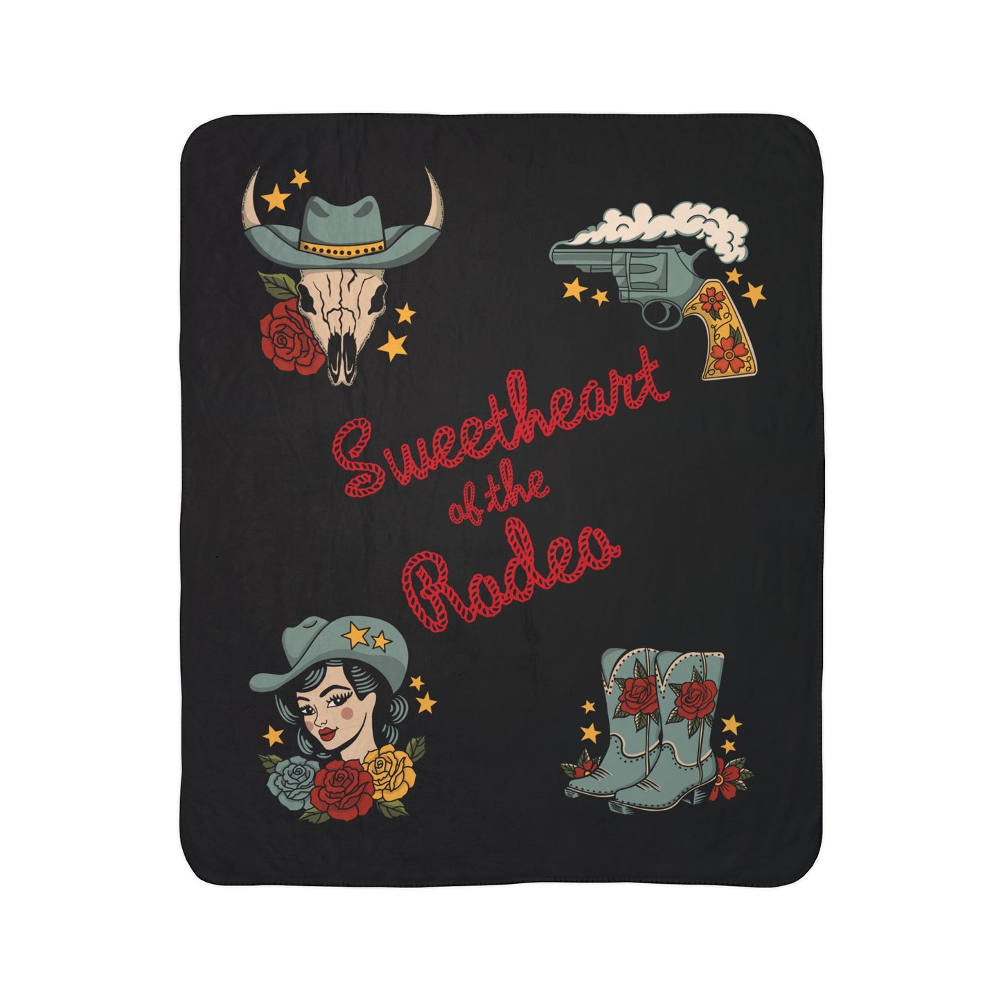 Sherpa Blanket - Wild West Cowgirl 'Sweetheart at the Rodeo'