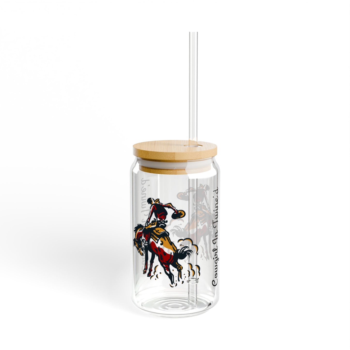 Cowboy Bronco Sipper Glass  16oz