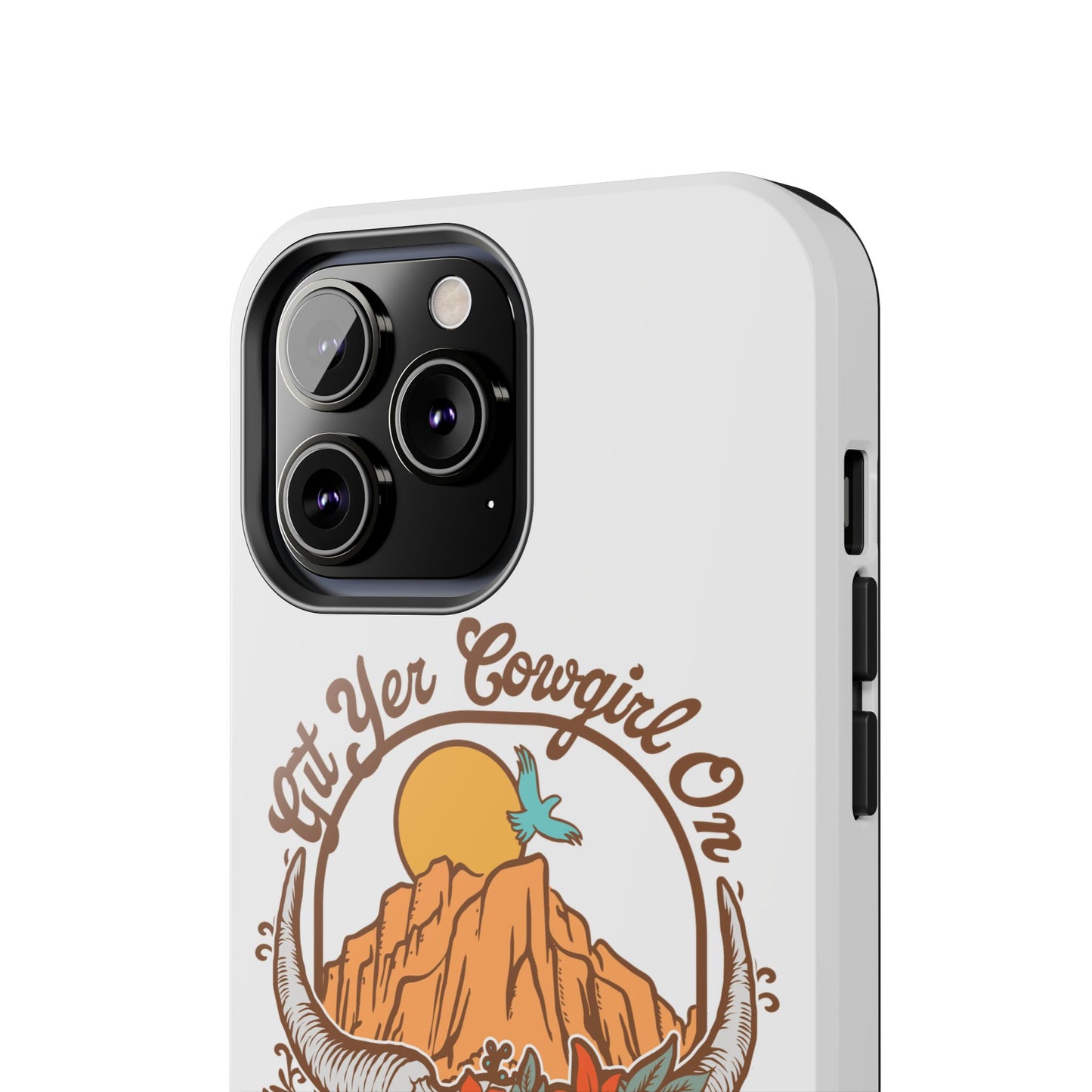 Phone Case - Cowgirl with Flowers and Cow Skull Design