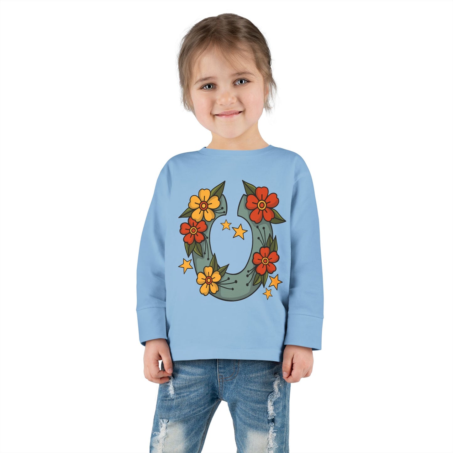 Toddler Tee - Floral Horse Shoe Flash Tattoo Style Design