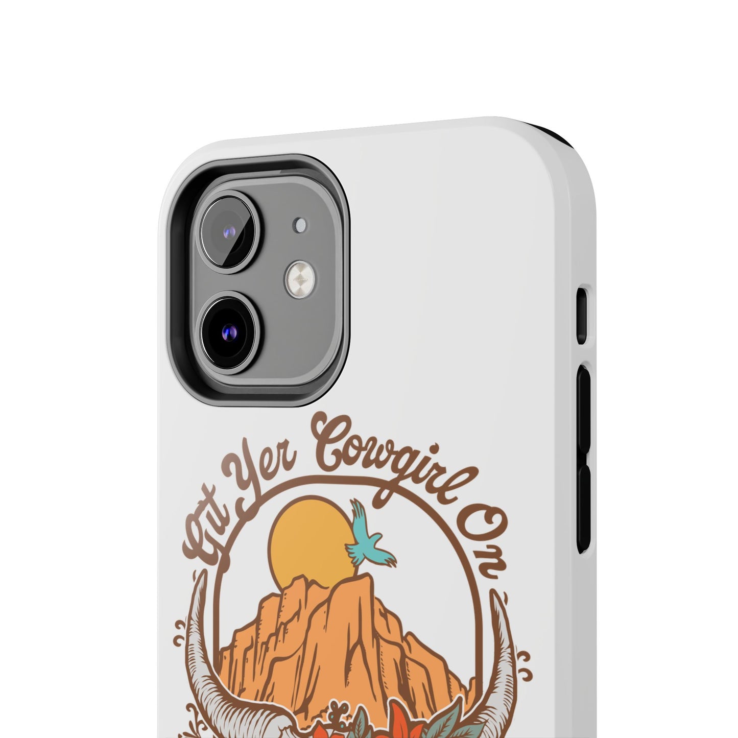 Phone Case - Cowgirl with Flowers and Cow Skull Design