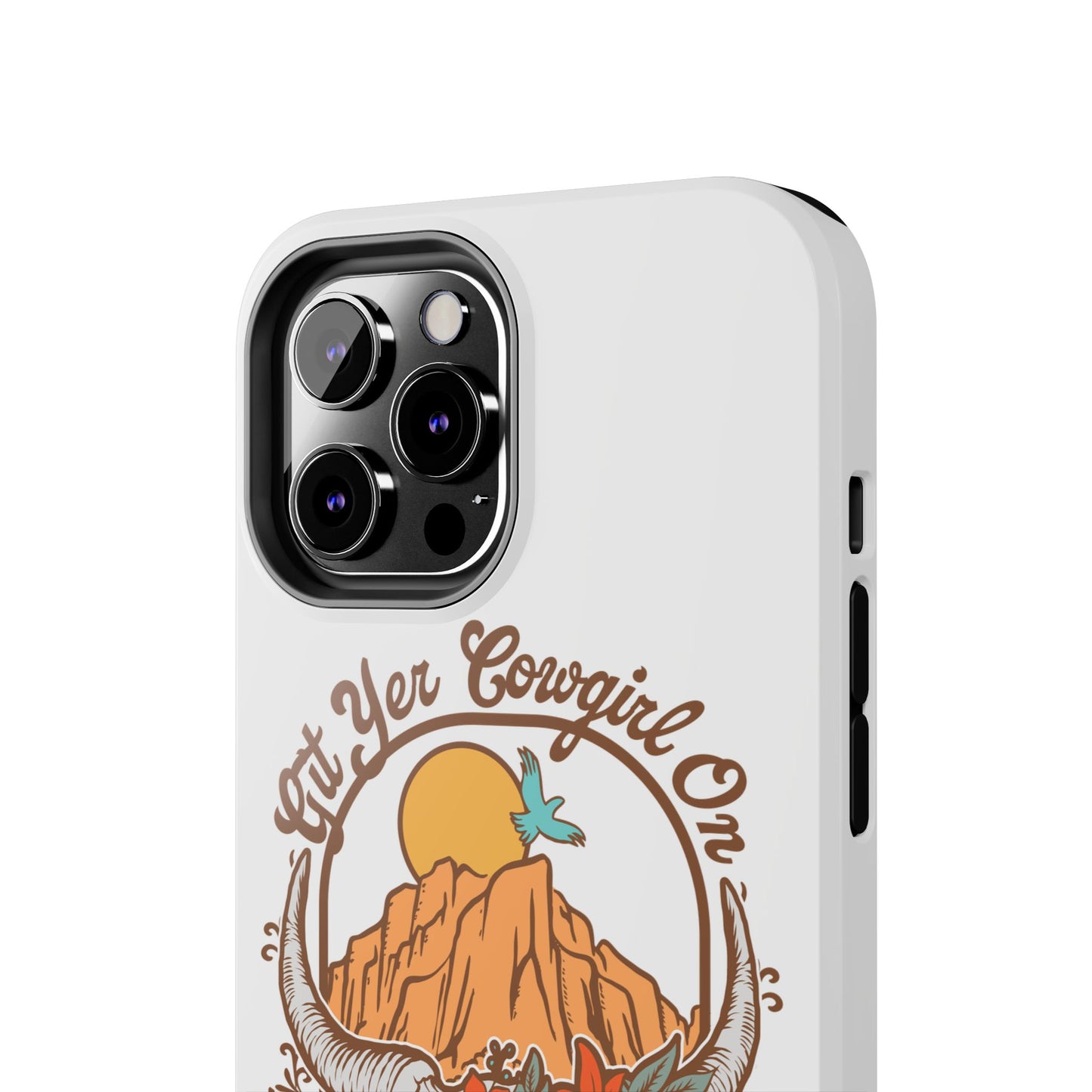 Phone Case - Cowgirl with Flowers and Cow Skull Design