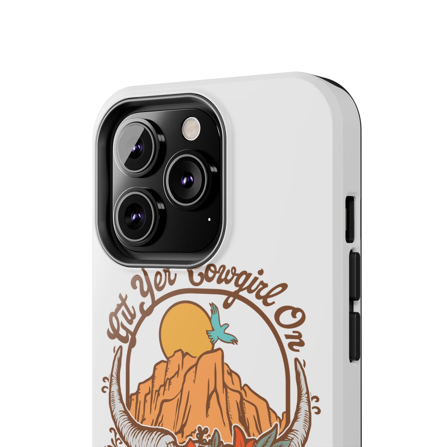 Phone Case - Cowgirl with Flowers and Cow Skull Design