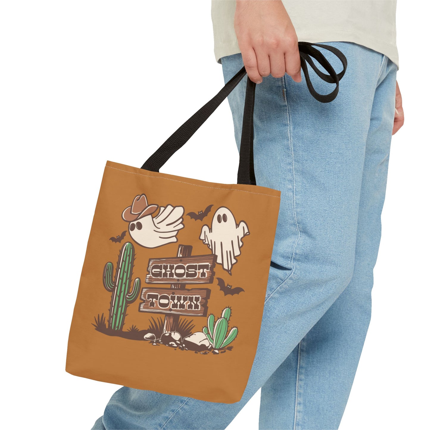 Cowboy Ghosts Tote Bag - Halloween Candy Bag for Western Costume Look