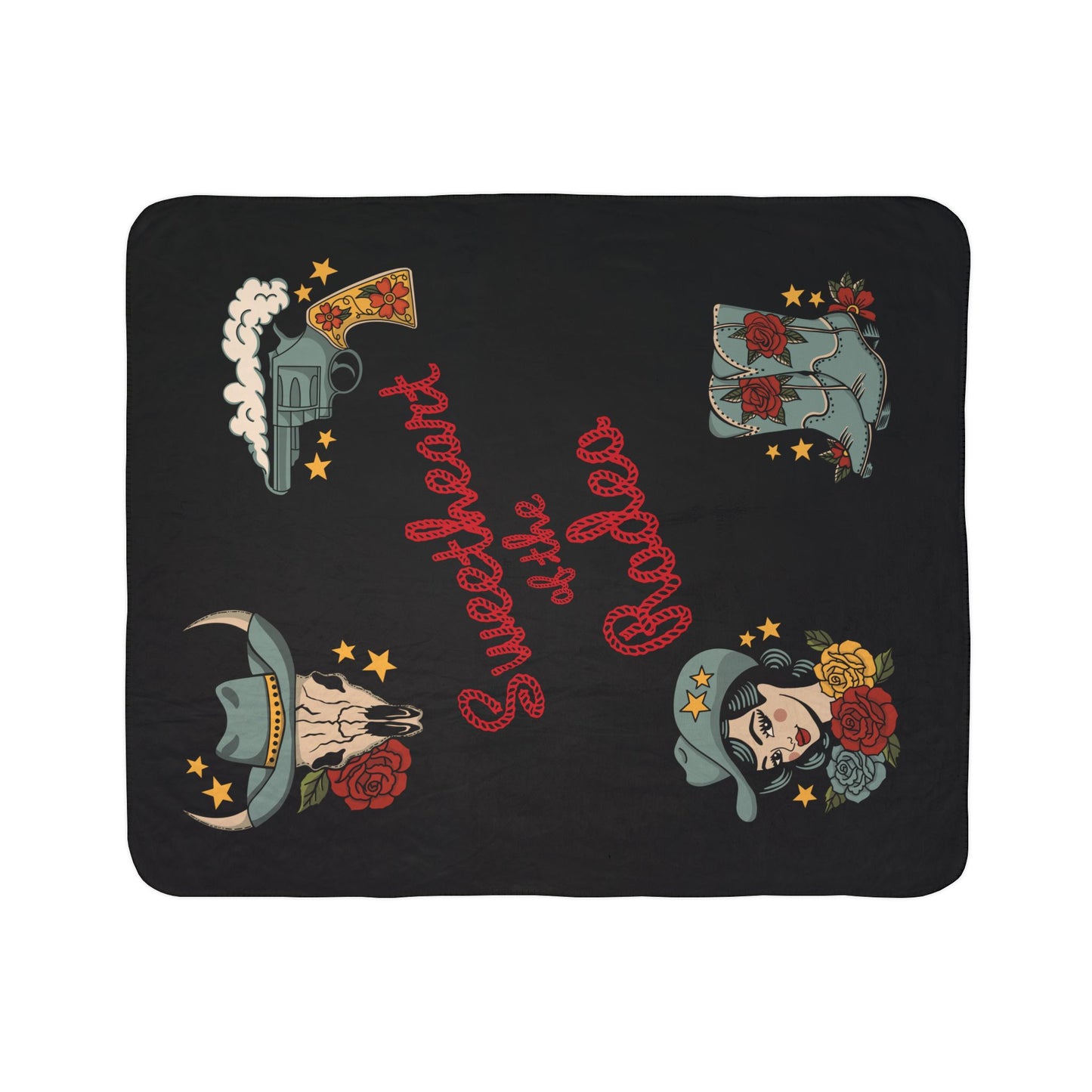 Sherpa Blanket - Wild West Cowgirl 'Sweetheart at the Rodeo'