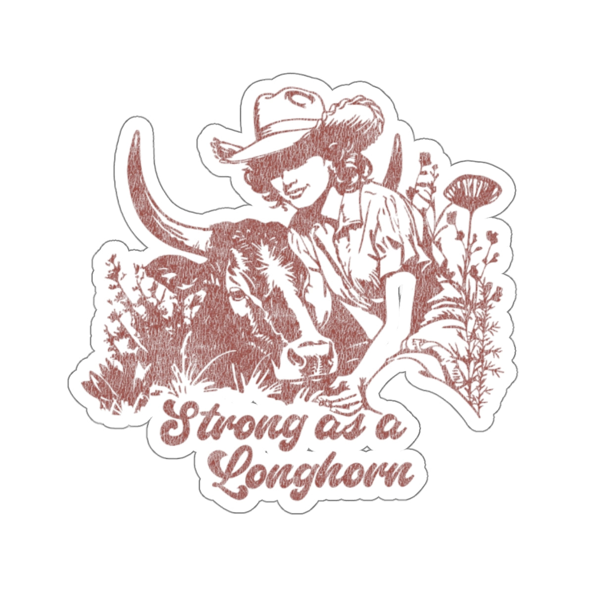 Cowgirl and Longhorn Sticker