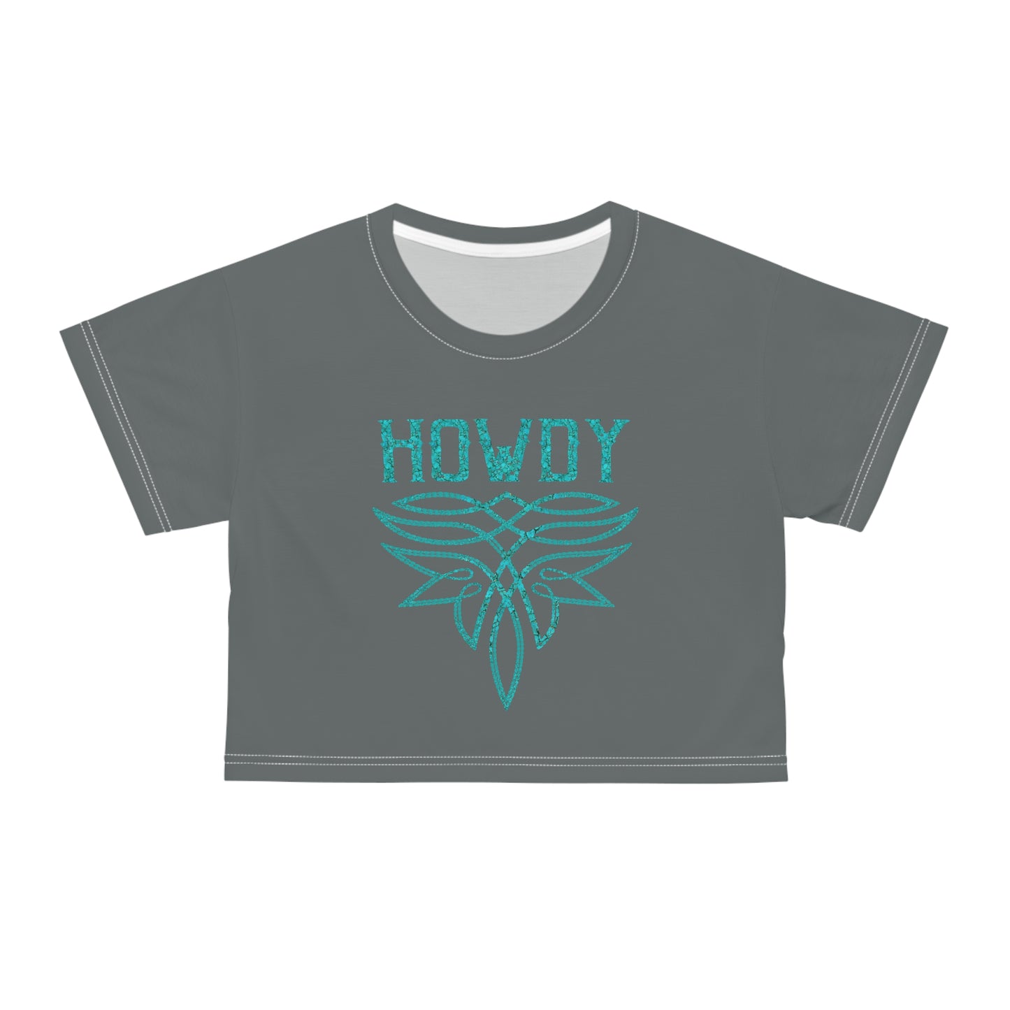 Turquoise Boot Stitching Crop Tee