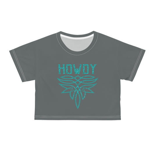 Turquoise Boot Stitching Crop Tee