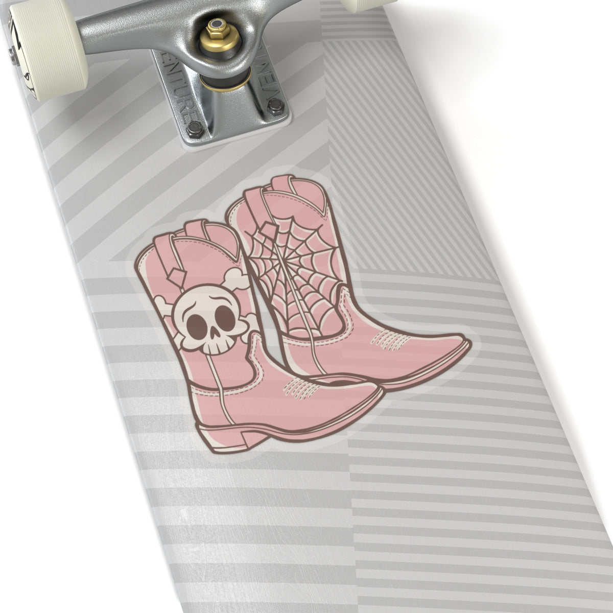 Sticker - Spooky Pink Cowgirl Boots with Skull and Spider Web for Halloween