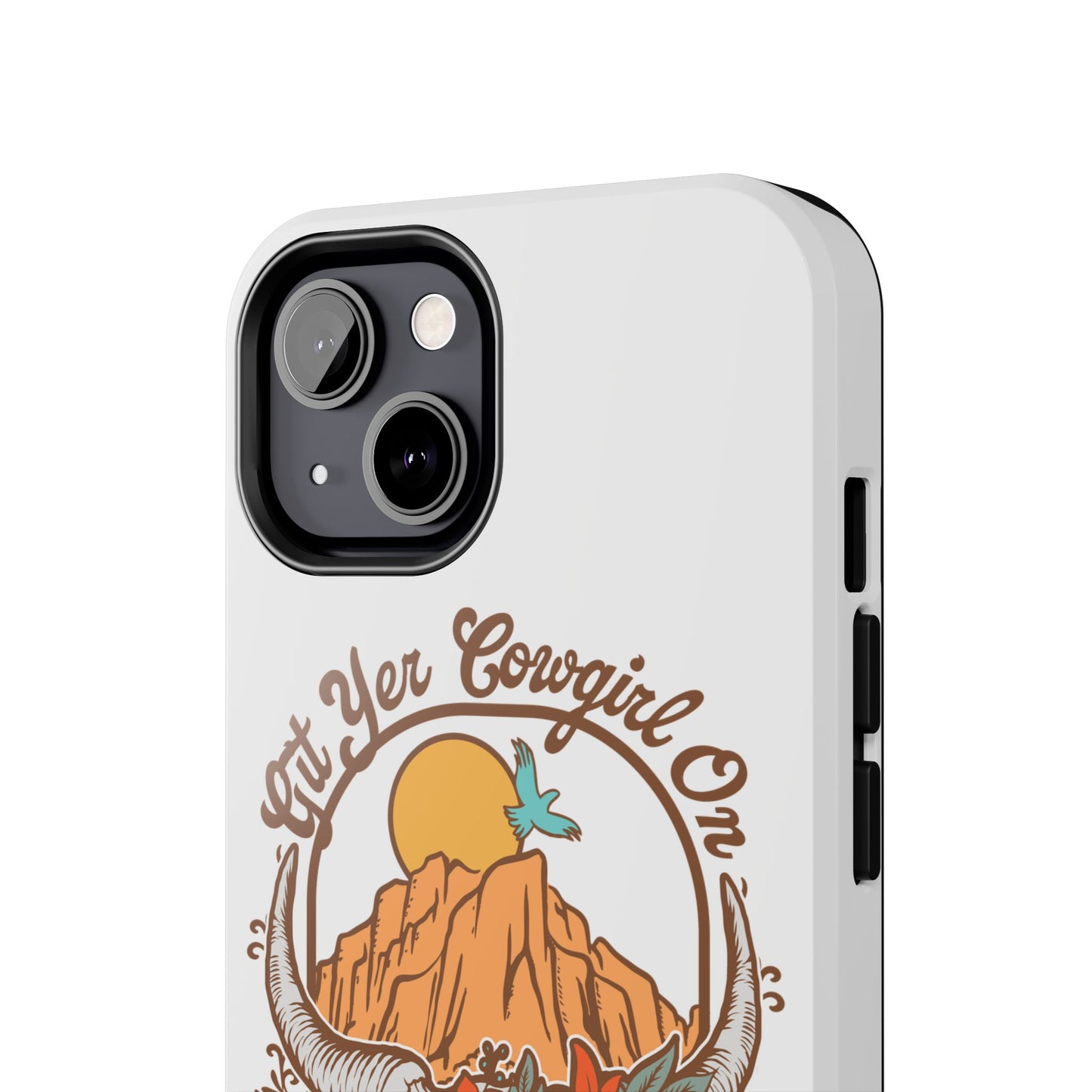 Phone Case - Cowgirl with Flowers and Cow Skull Design