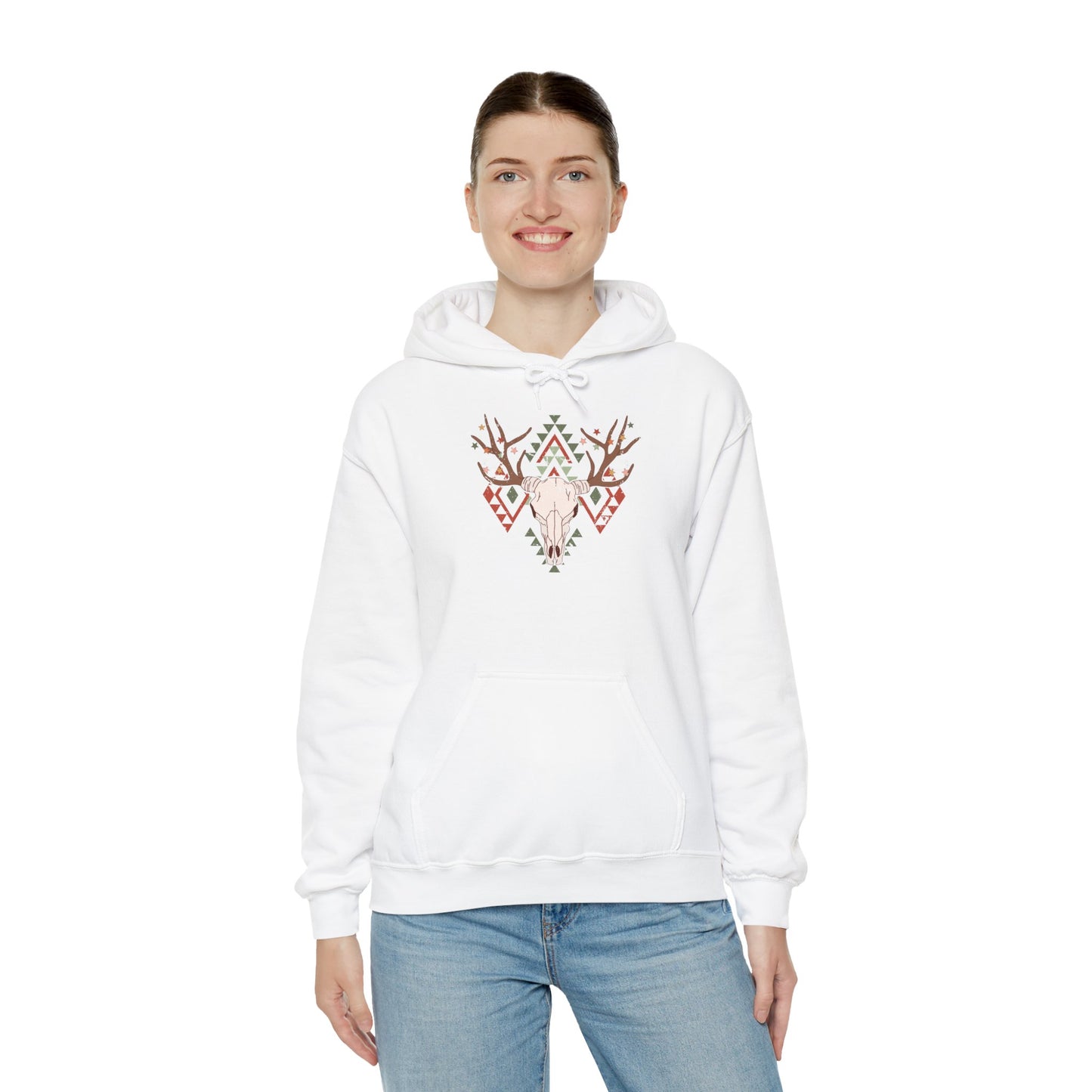 Unisex Heavy Blend™ Hooded Sweatshirt- Christmas Deer Skull Hoodie