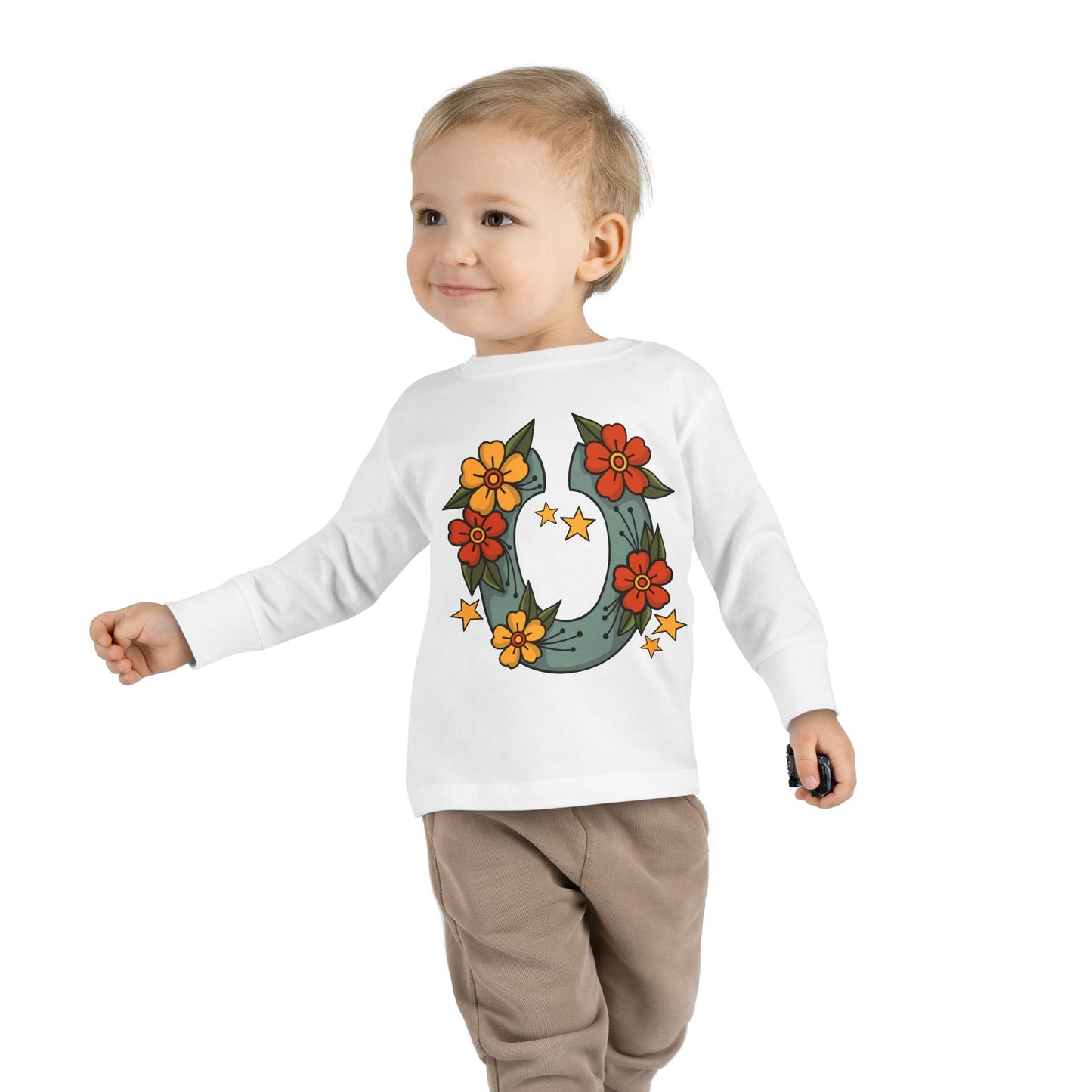 Toddler Tee - Floral Horse Shoe Flash Tattoo Style Design