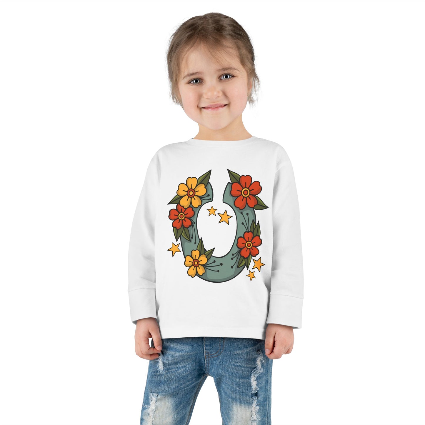 Toddler Tee - Floral Horse Shoe Flash Tattoo Style Design