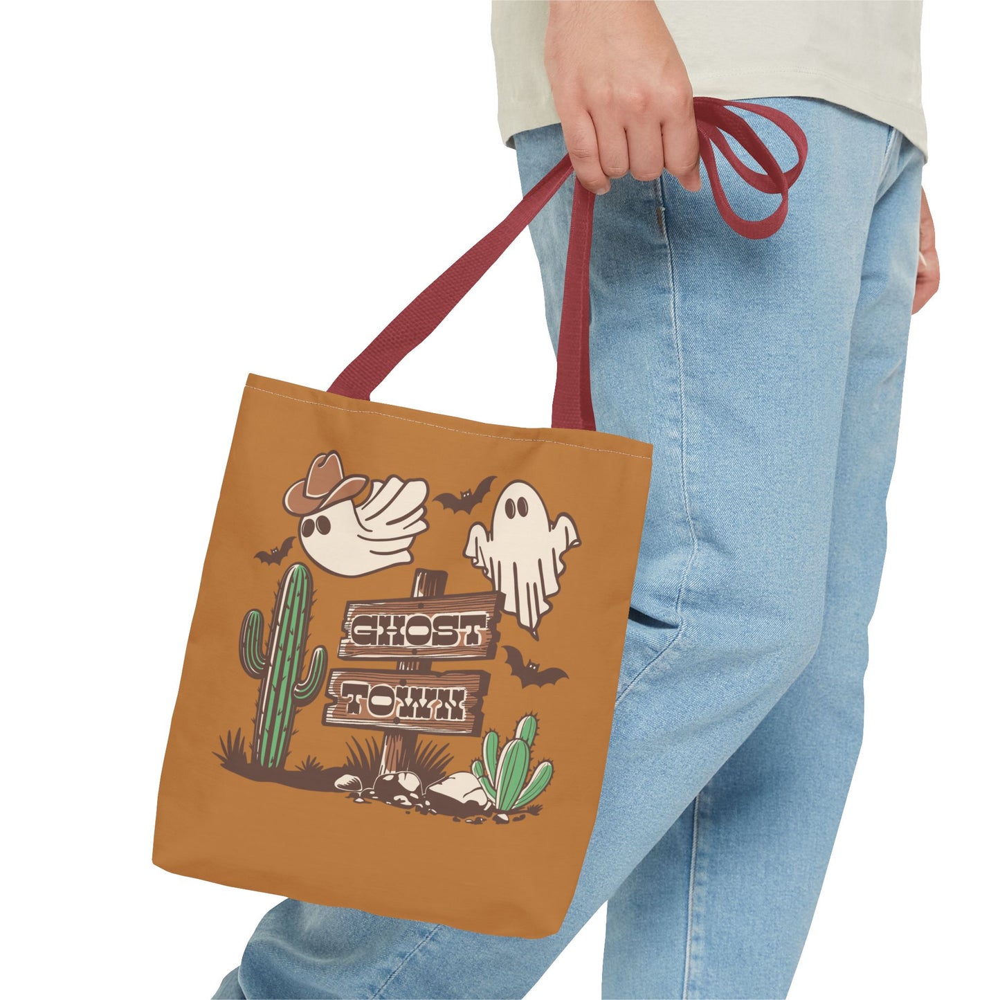 Cowboy Ghosts Tote Bag - Halloween Candy Bag for Western Costume Look