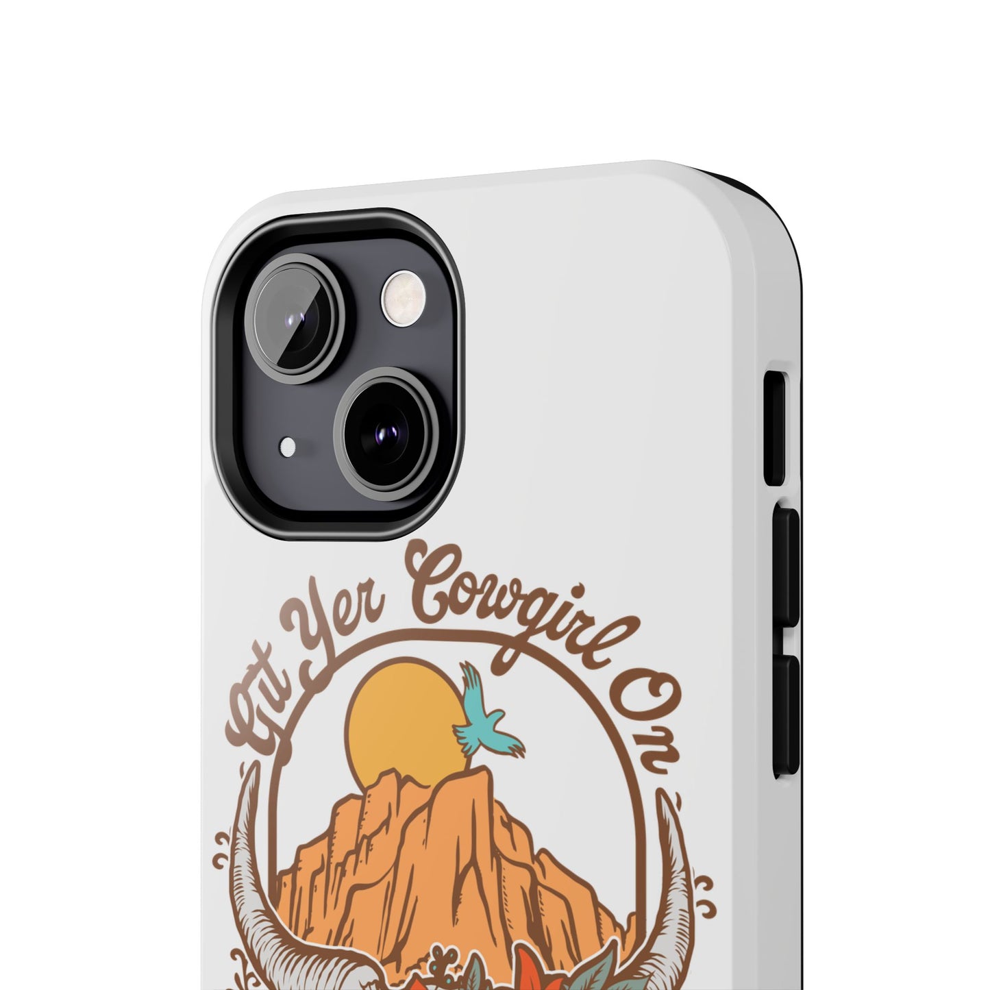 Phone Case - Cowgirl with Flowers and Cow Skull Design