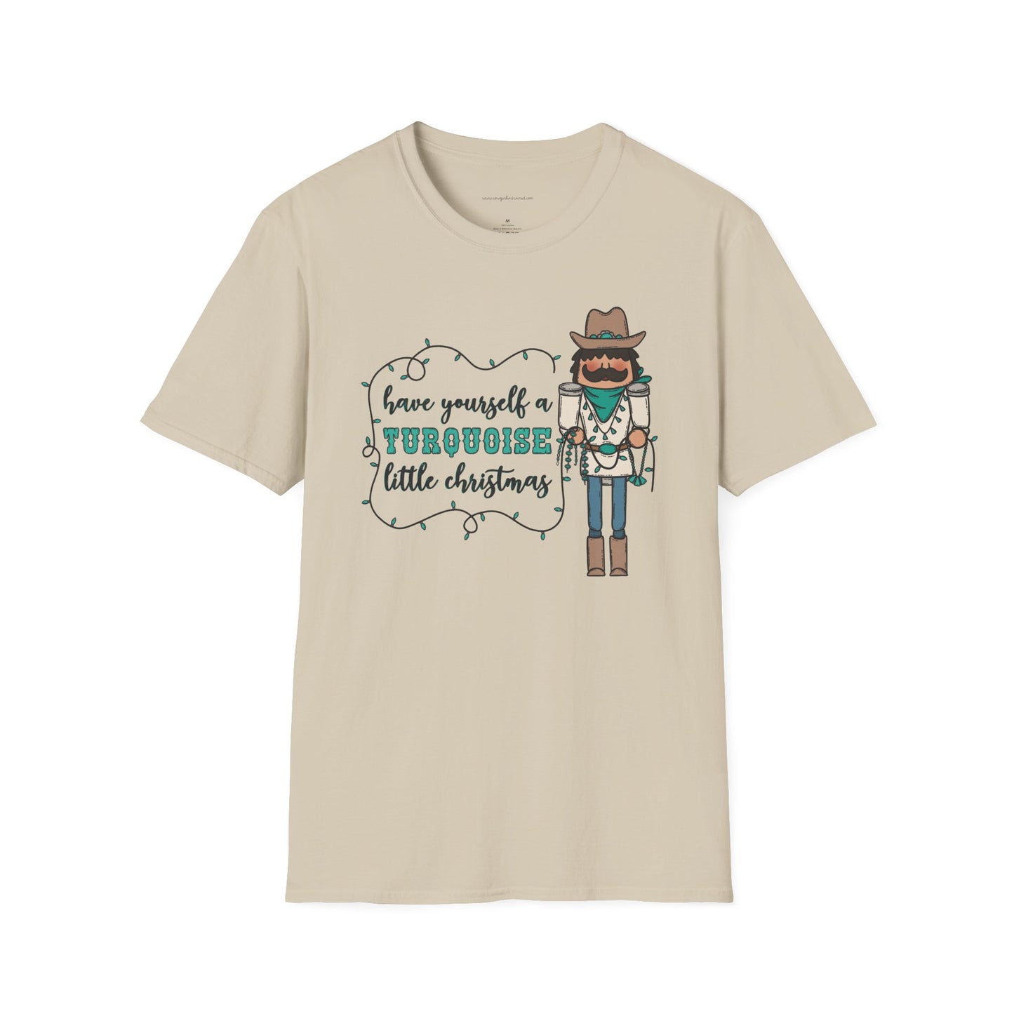 Unisex Softstyle T-Shirt Cowboy Nutcracker "Have a Turquoise Christmas"