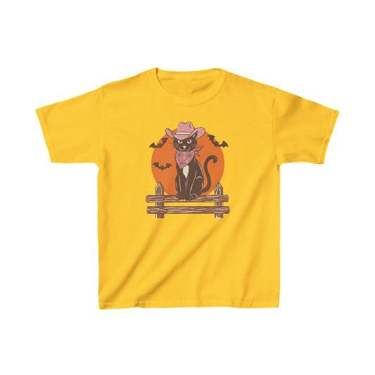 Kids Halloween Cowboy Cat Tee