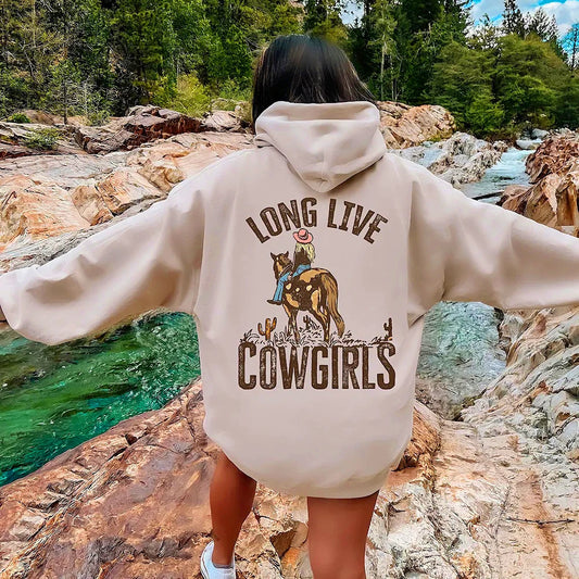 Vintage Cowgirl Hoodie - Wild West Country Girl Sweatshirt