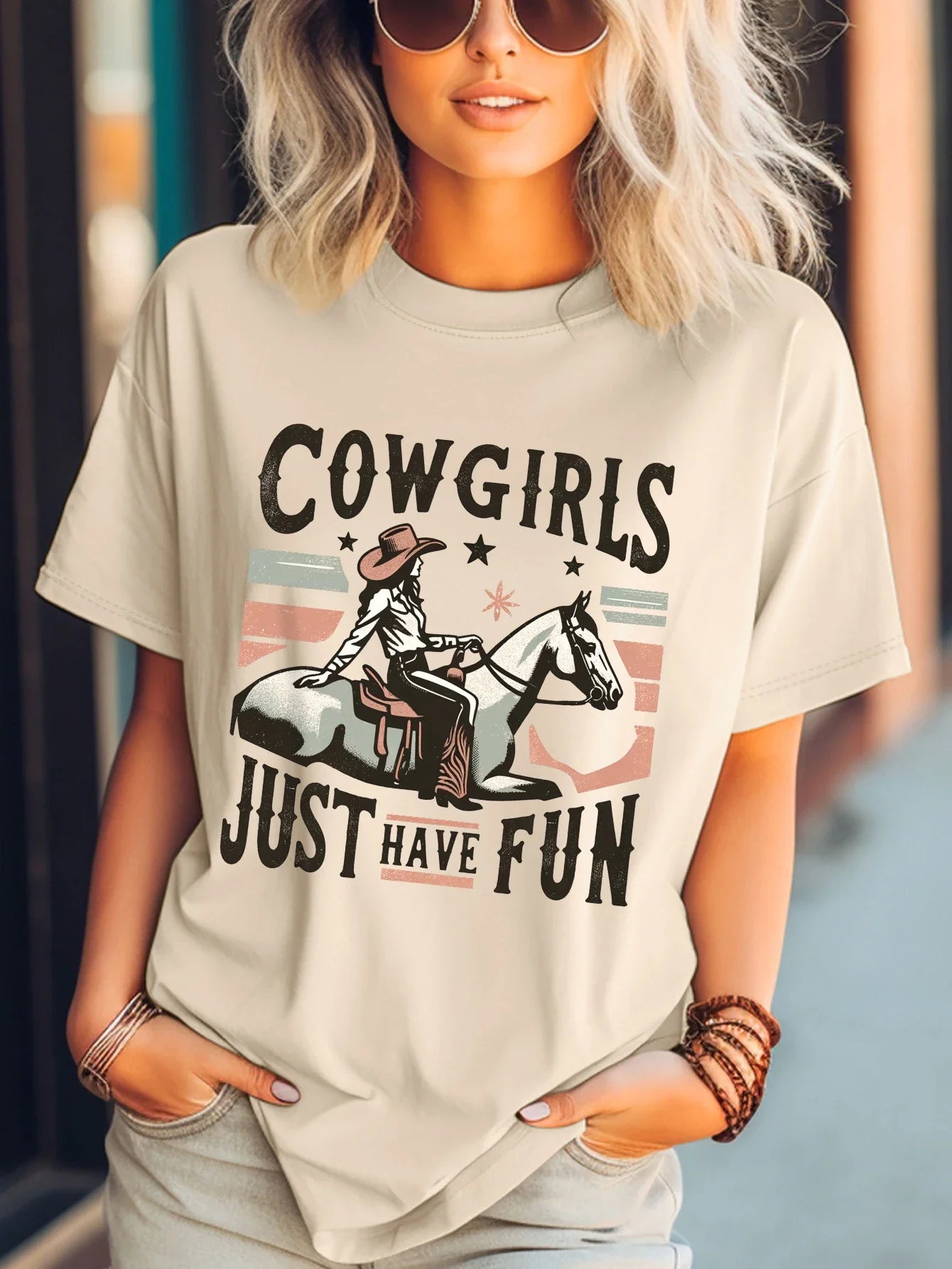 Cowgirl In Twine’d Retro Cowgirls Have Fun Tee