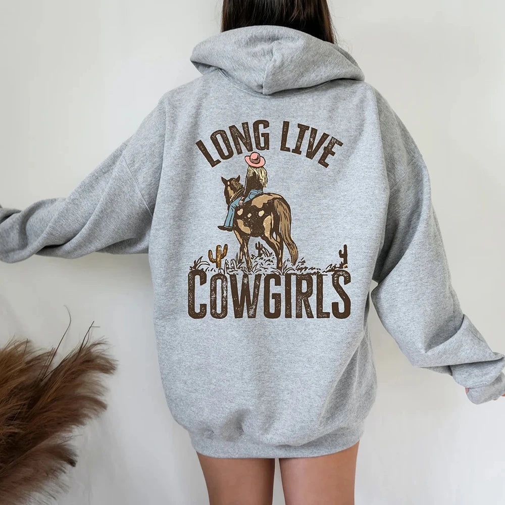 Vintage Cowgirl Hoodie - Wild West Country Girl Sweatshirt