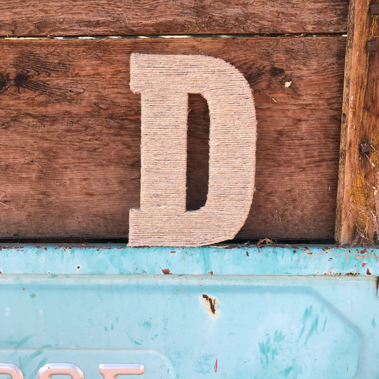 Cowgirl In Twine’d Twine Wrapped Letter “D” Home Decor