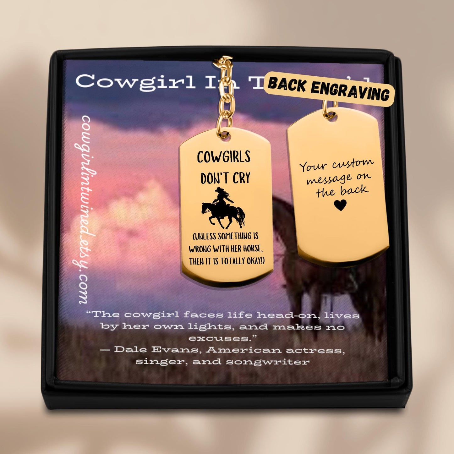 Cowgirls Don't Cry Tag Keychain