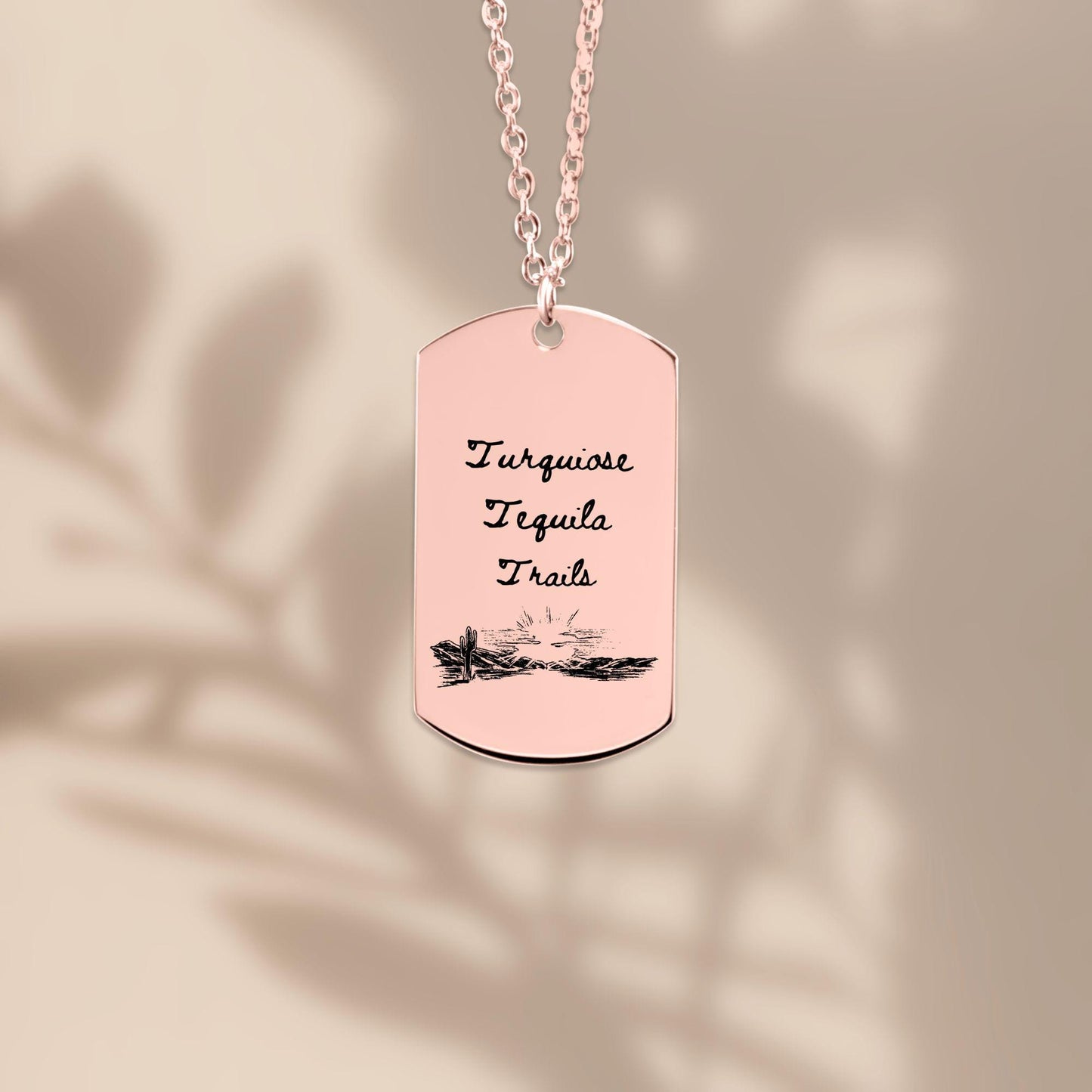 Turquoise Tequila Trails Tag Necklace