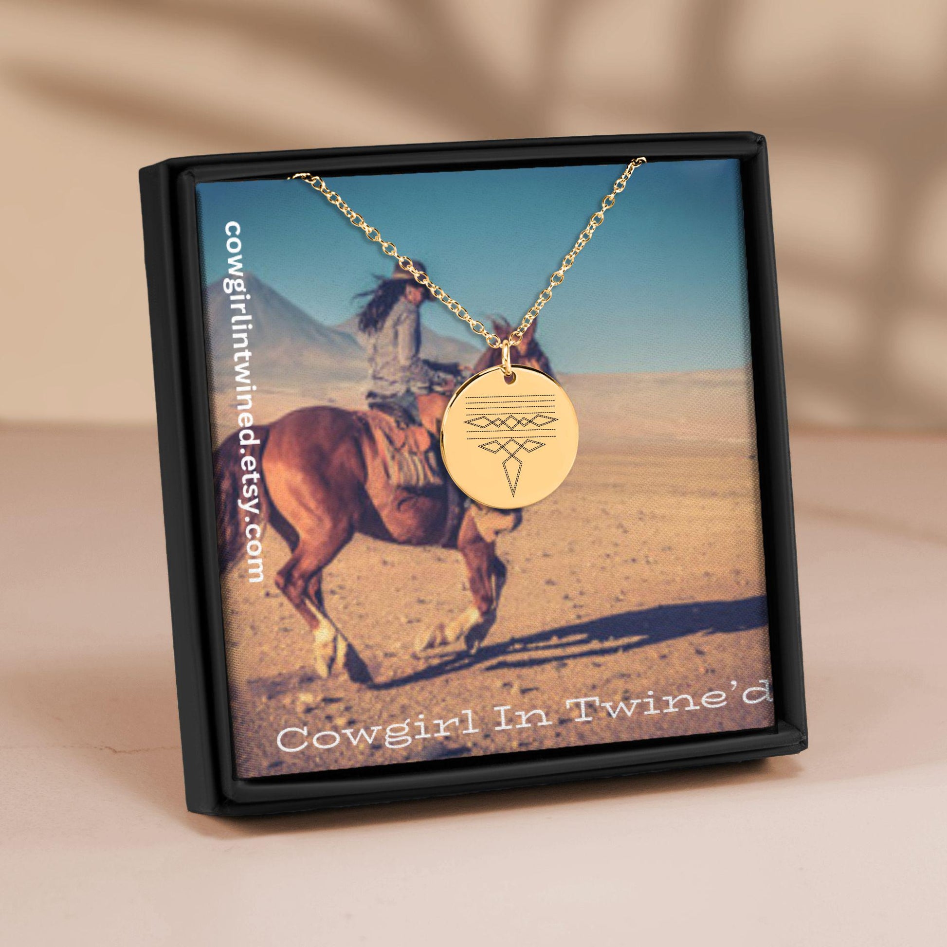 Cowgirl In Twine'd Boot Stitch Coin Necklace