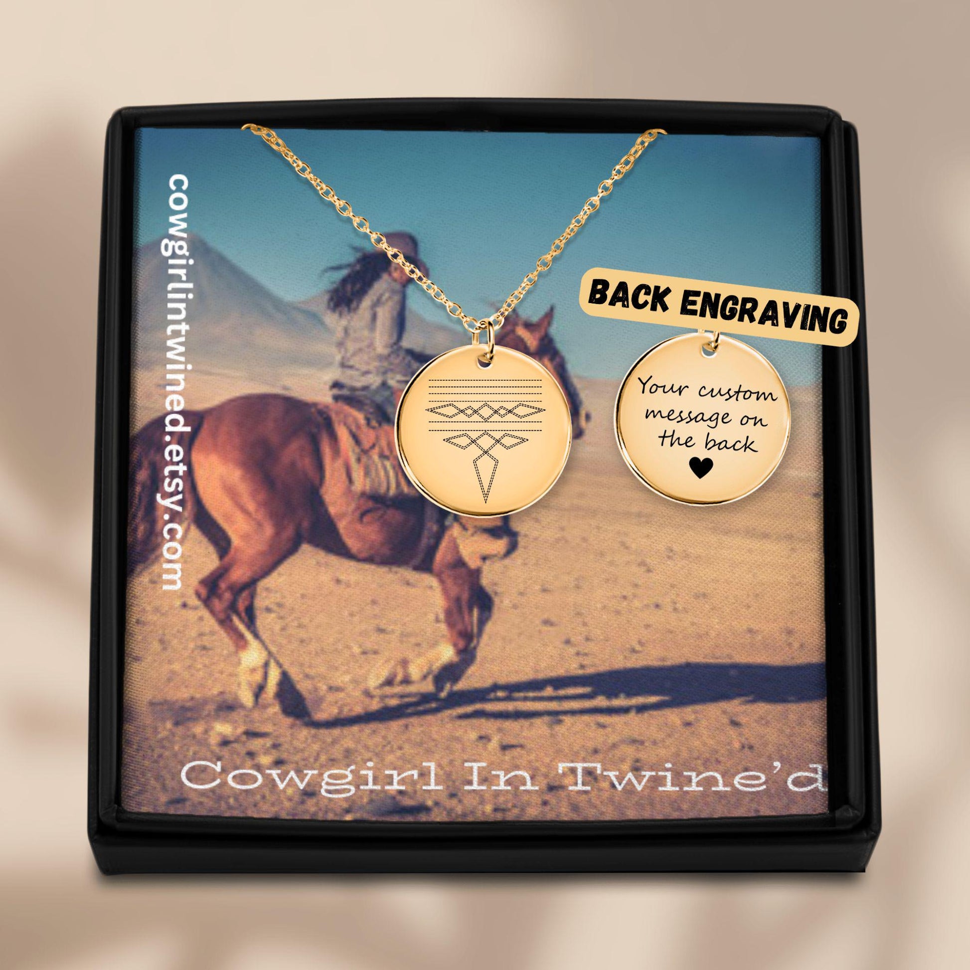 Cowgirl In Twine'd Boot Stitch Coin Necklace