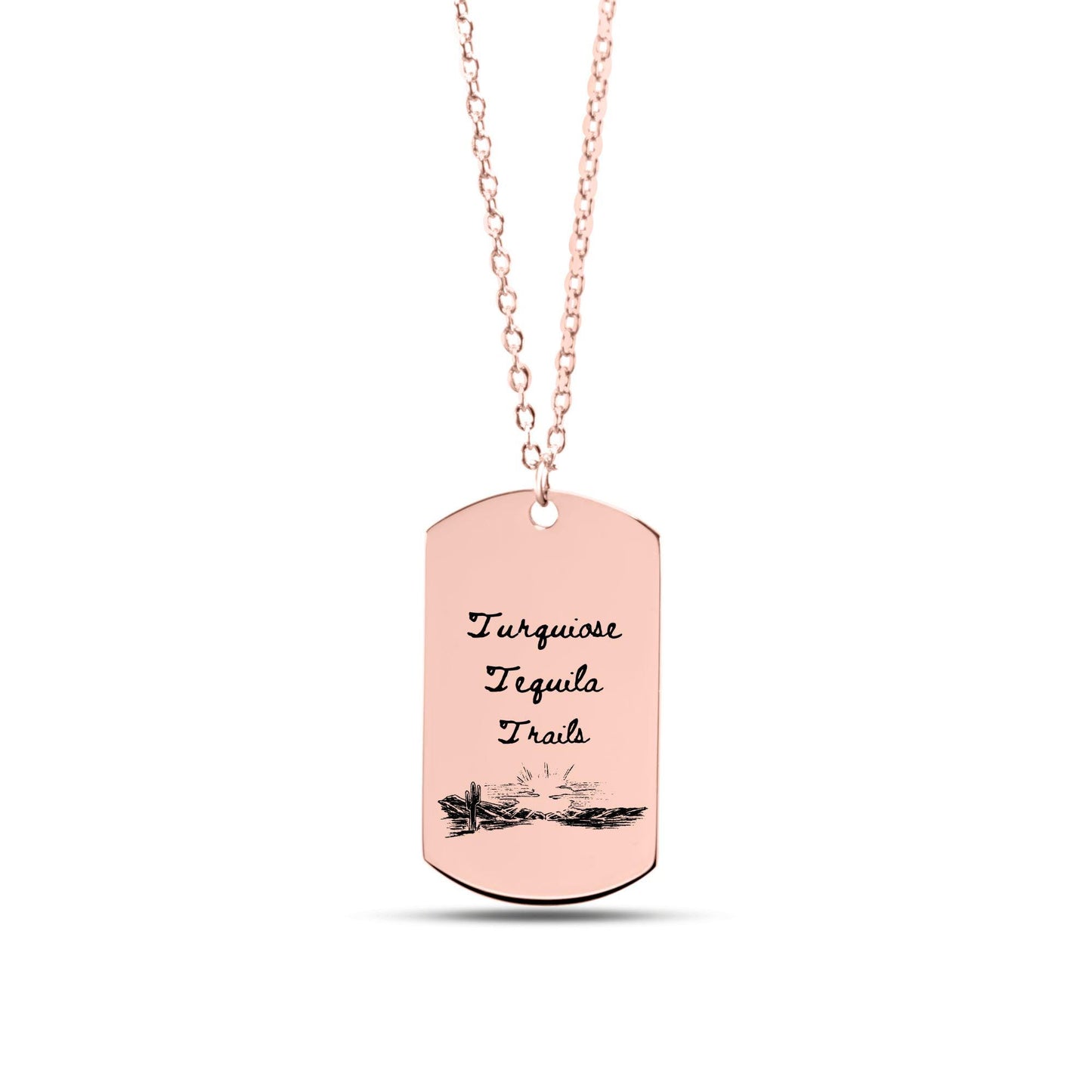 Turquoise Tequila Trails Tag Necklace