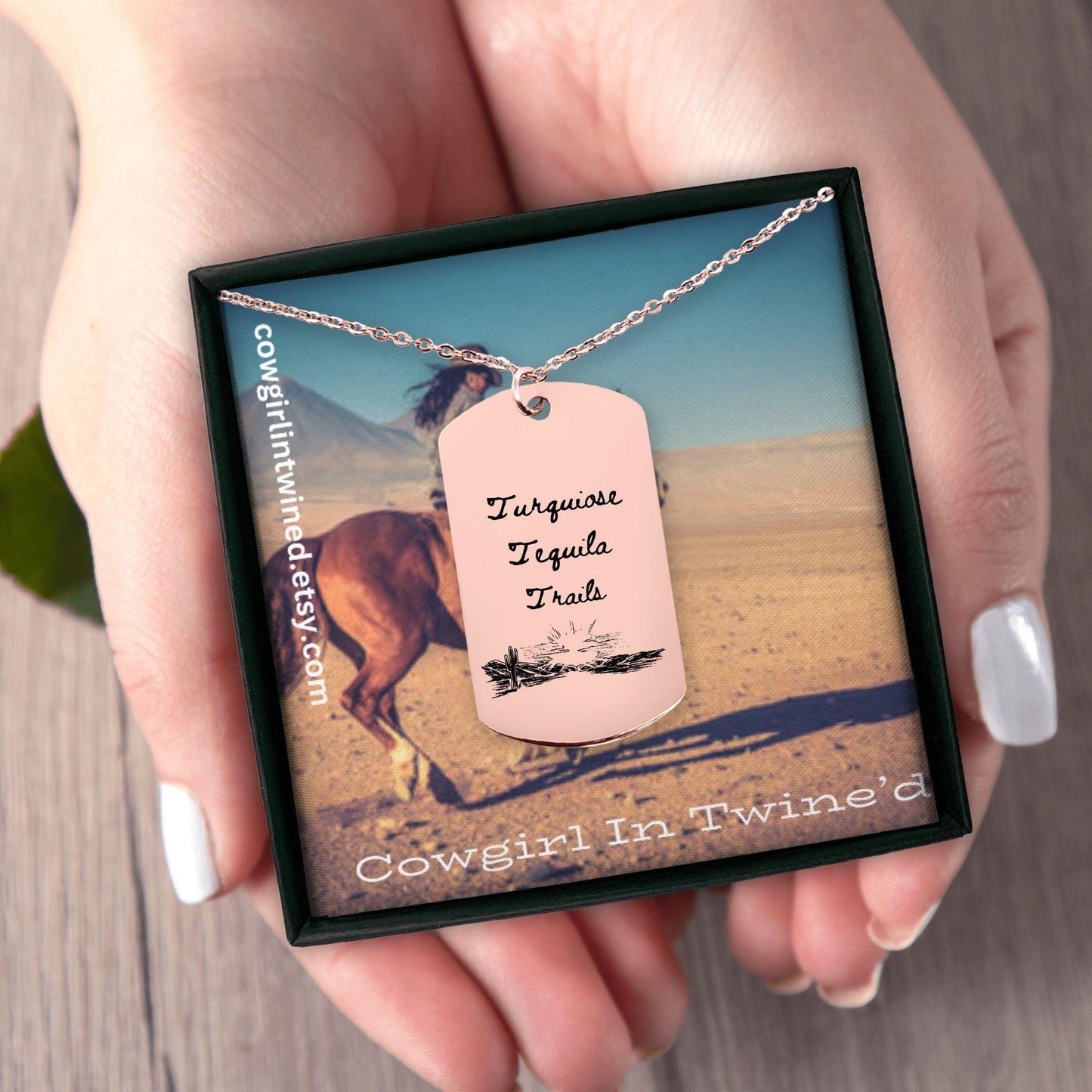 Turquoise Tequila Trails Tag Necklace